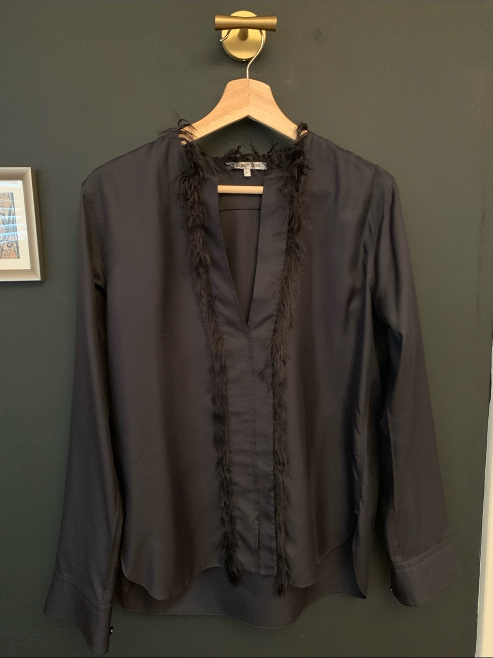 Helmut Lang silk blouse midnight navy SM